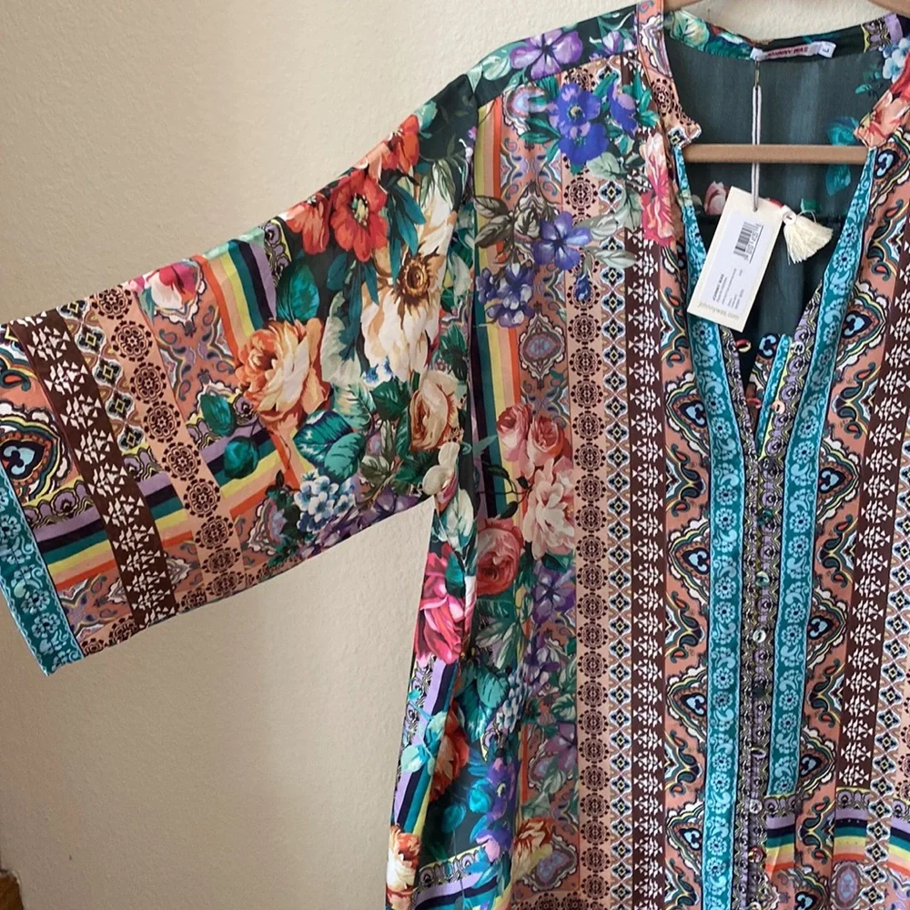 Johnny Was 100% silk Hari tunic top - Picture 7 of 10